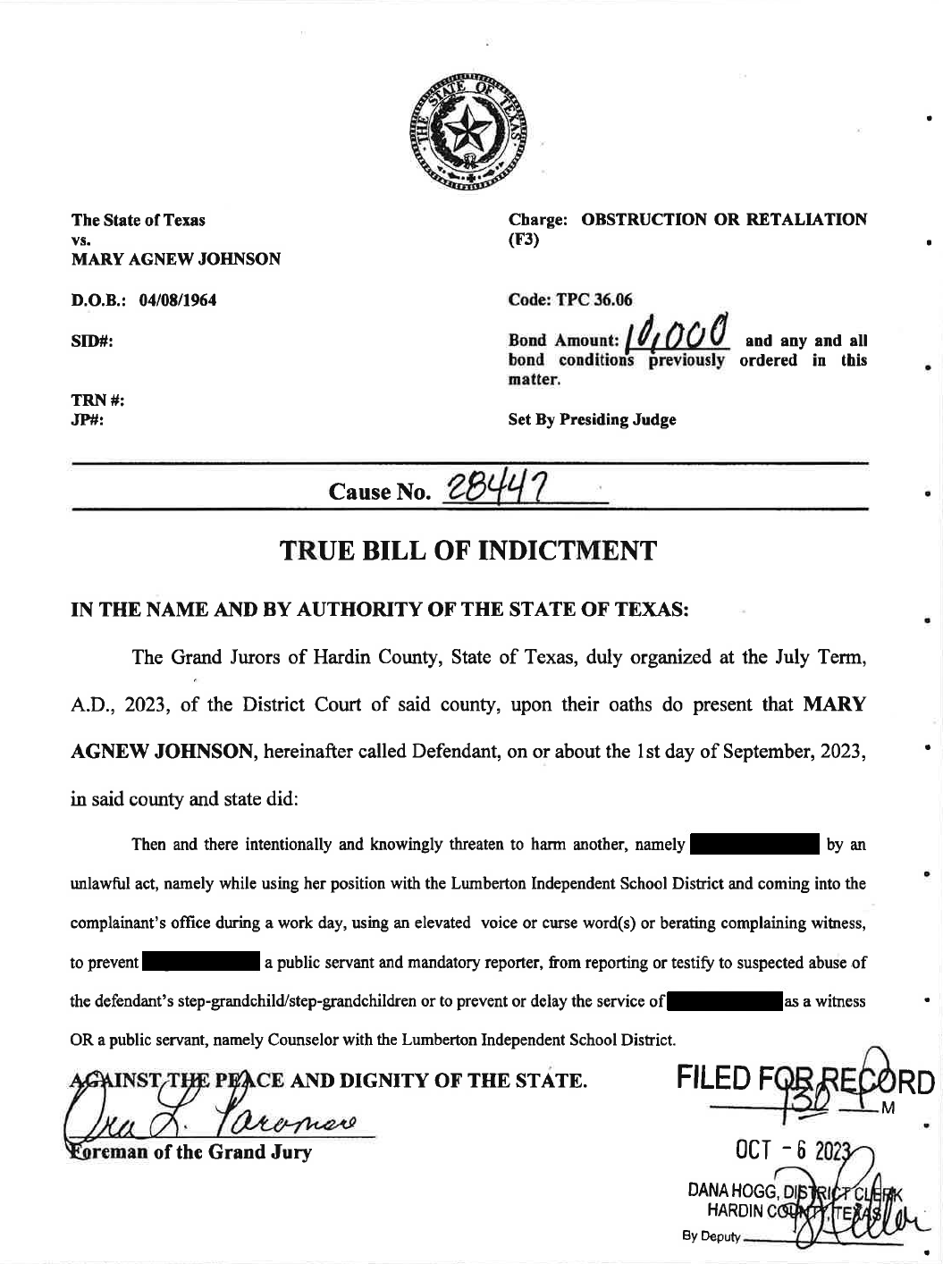 Lumberton ISD Official Indicted The Examiner